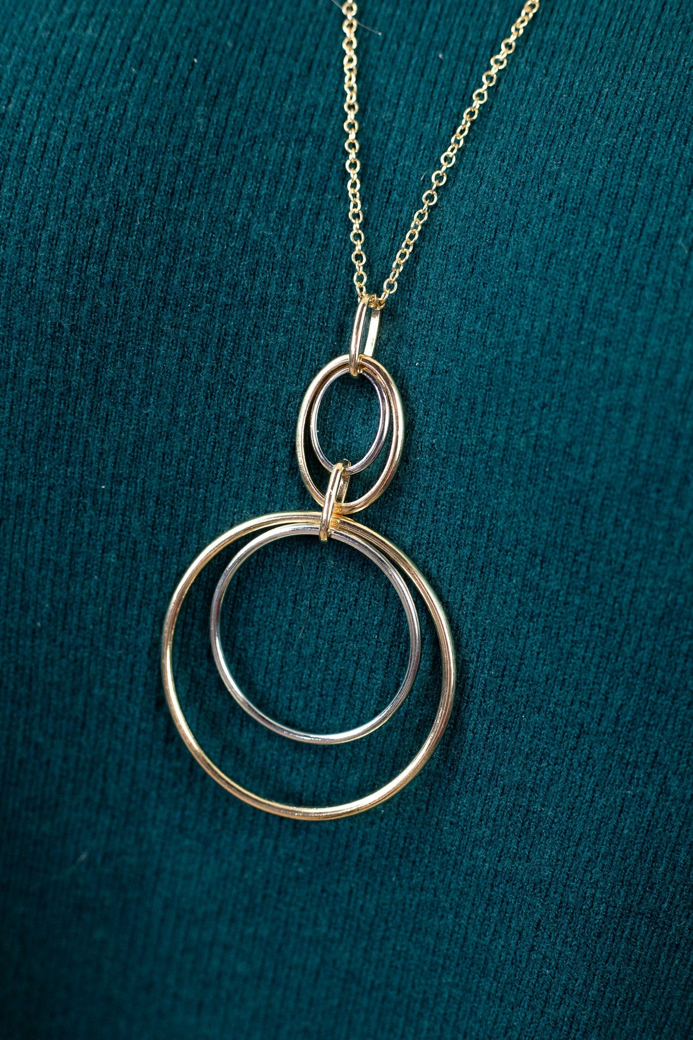 Gold W/ Silver Round Dangle Necklace
