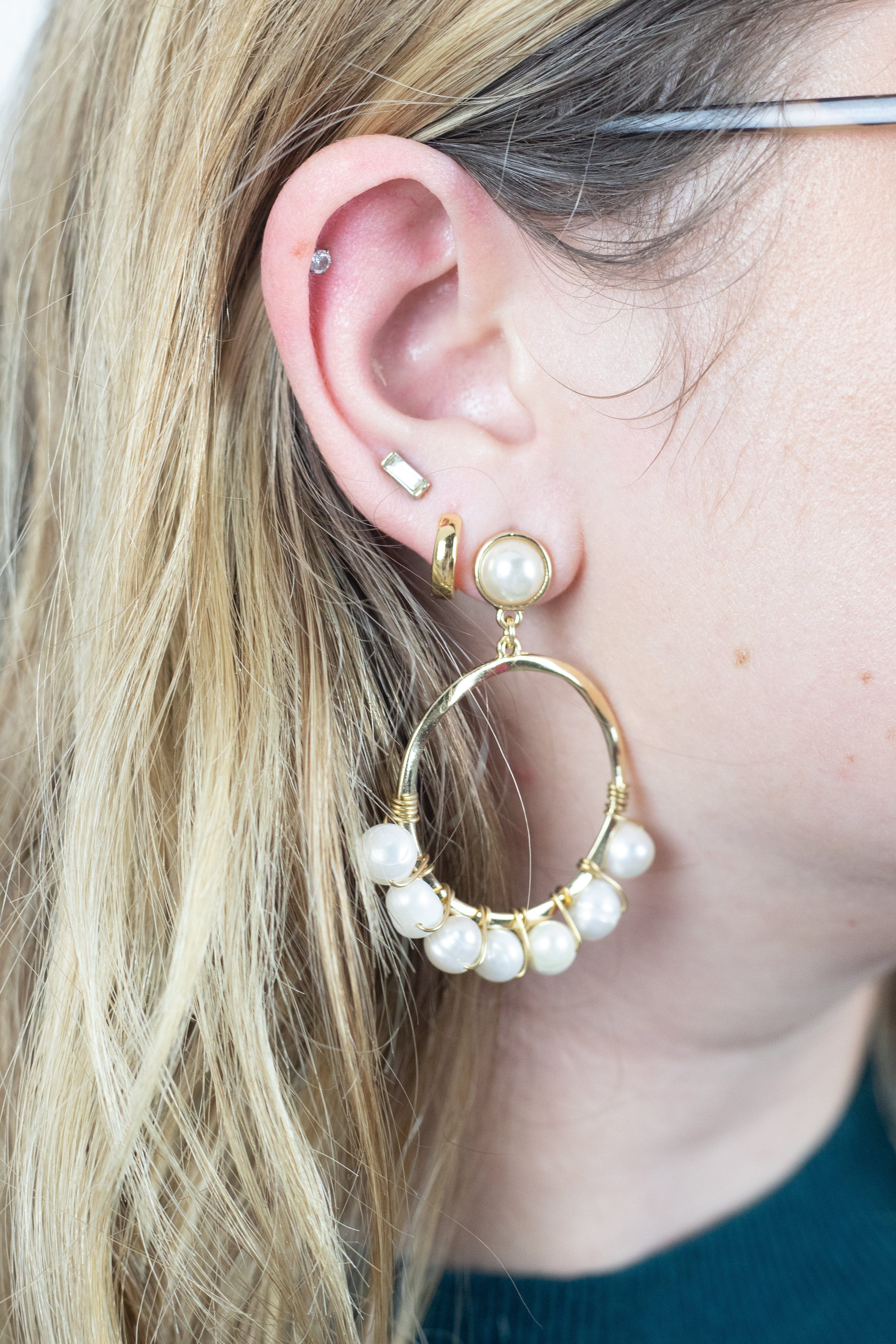 Pearl Party Hoop Earring