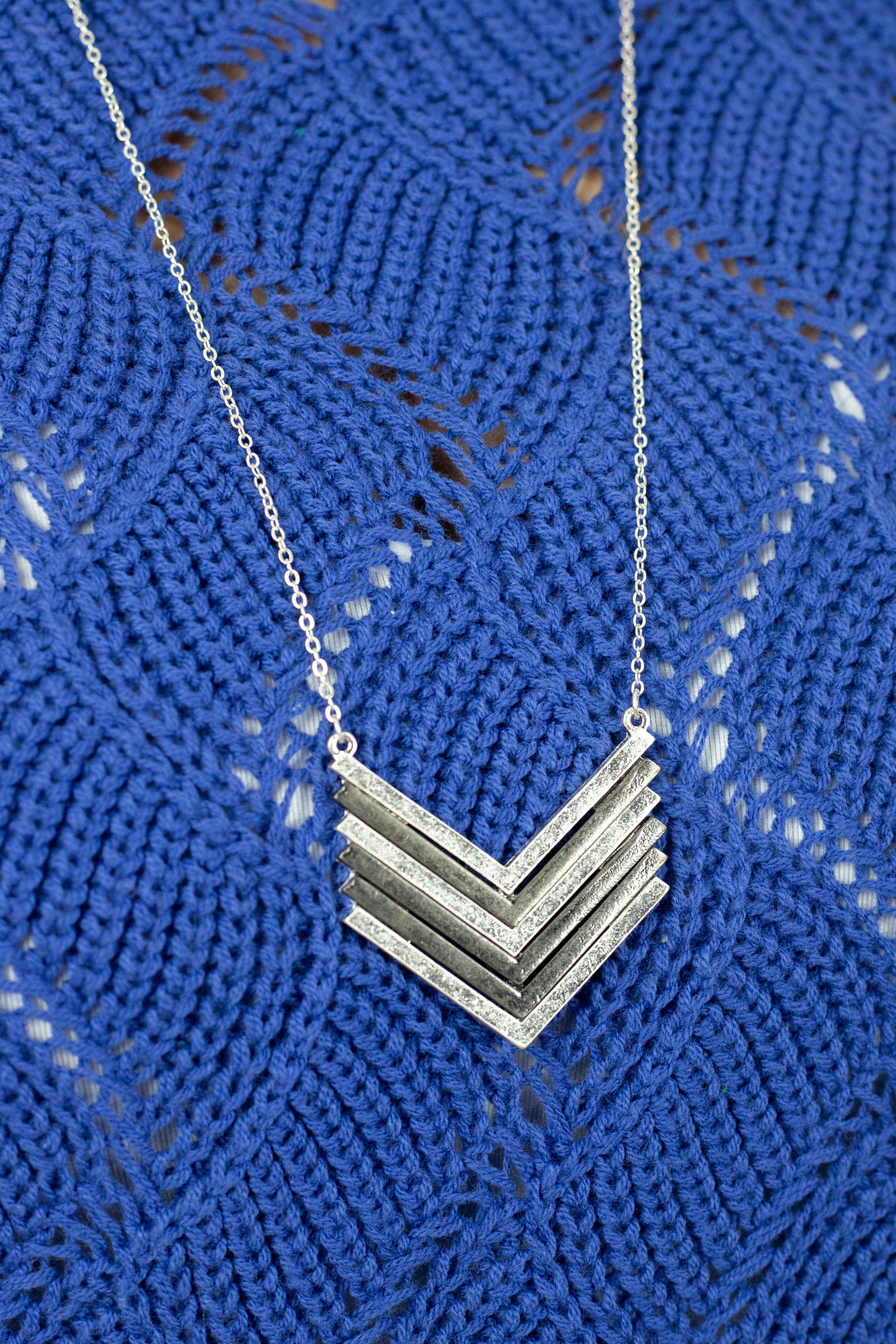 Silver Stacked Bar Necklace
