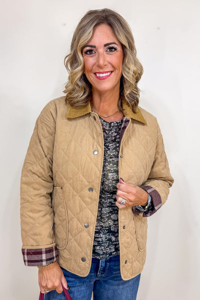 Latte Contrast Quilted Jacket
