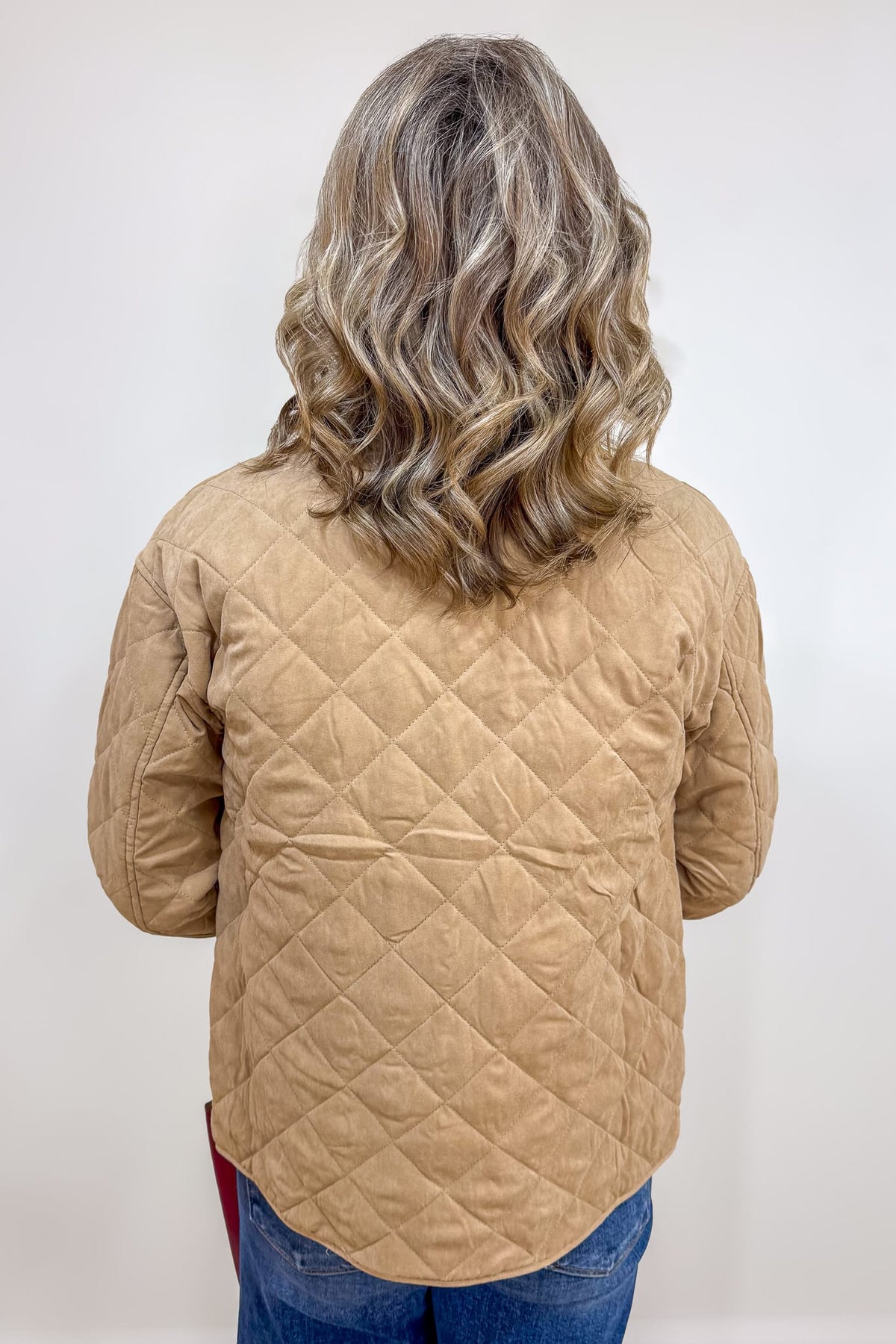 Latte Contrast Quilted Jacket Back