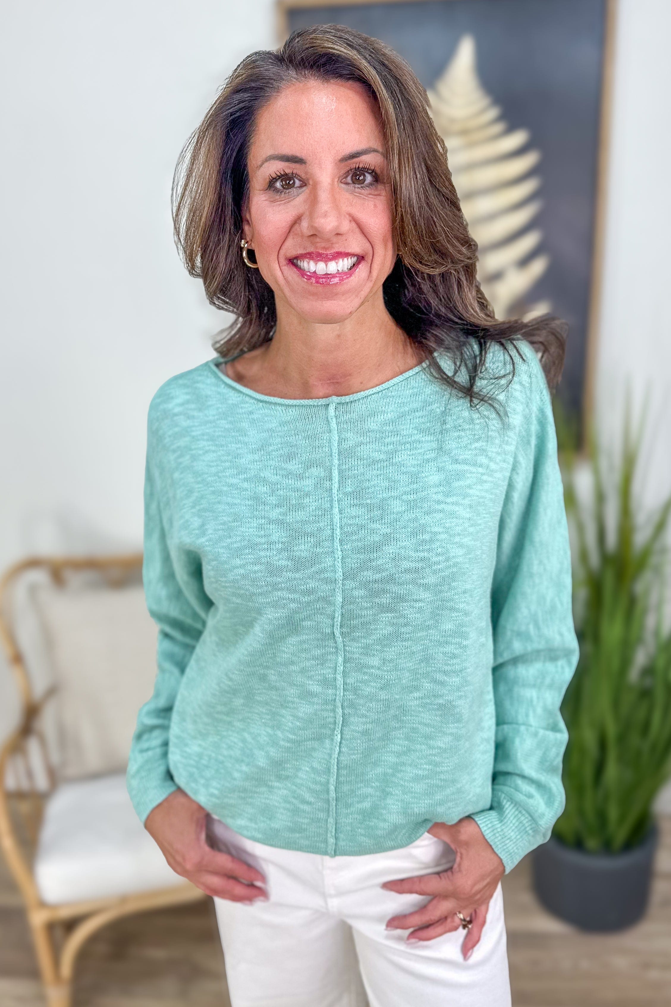 Mint Dolman Sleeve Sweater