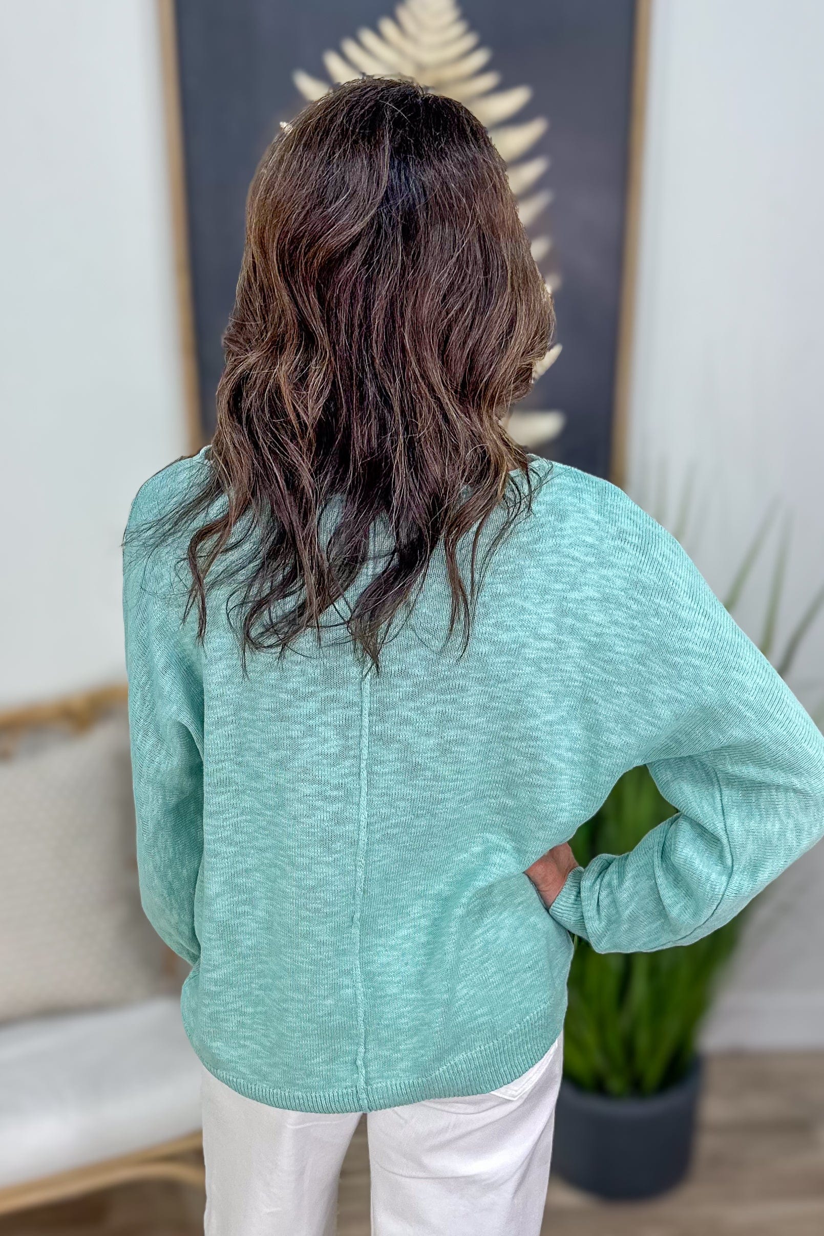 Mint Dolman Sleeve Sweater Back