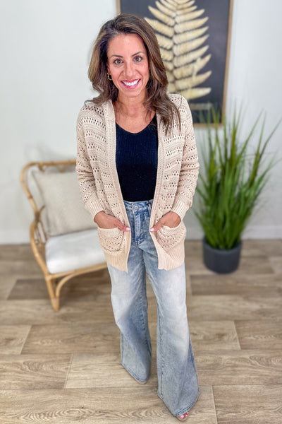 Natural Crochet Hoodie Cardigan Sweater Styled