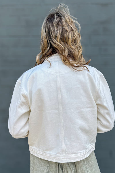White Zipper Denim Jacket back
