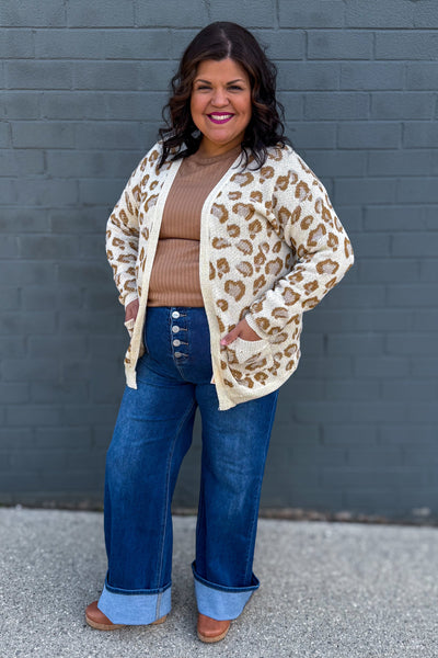 Beige Animal Print Cardigan styled