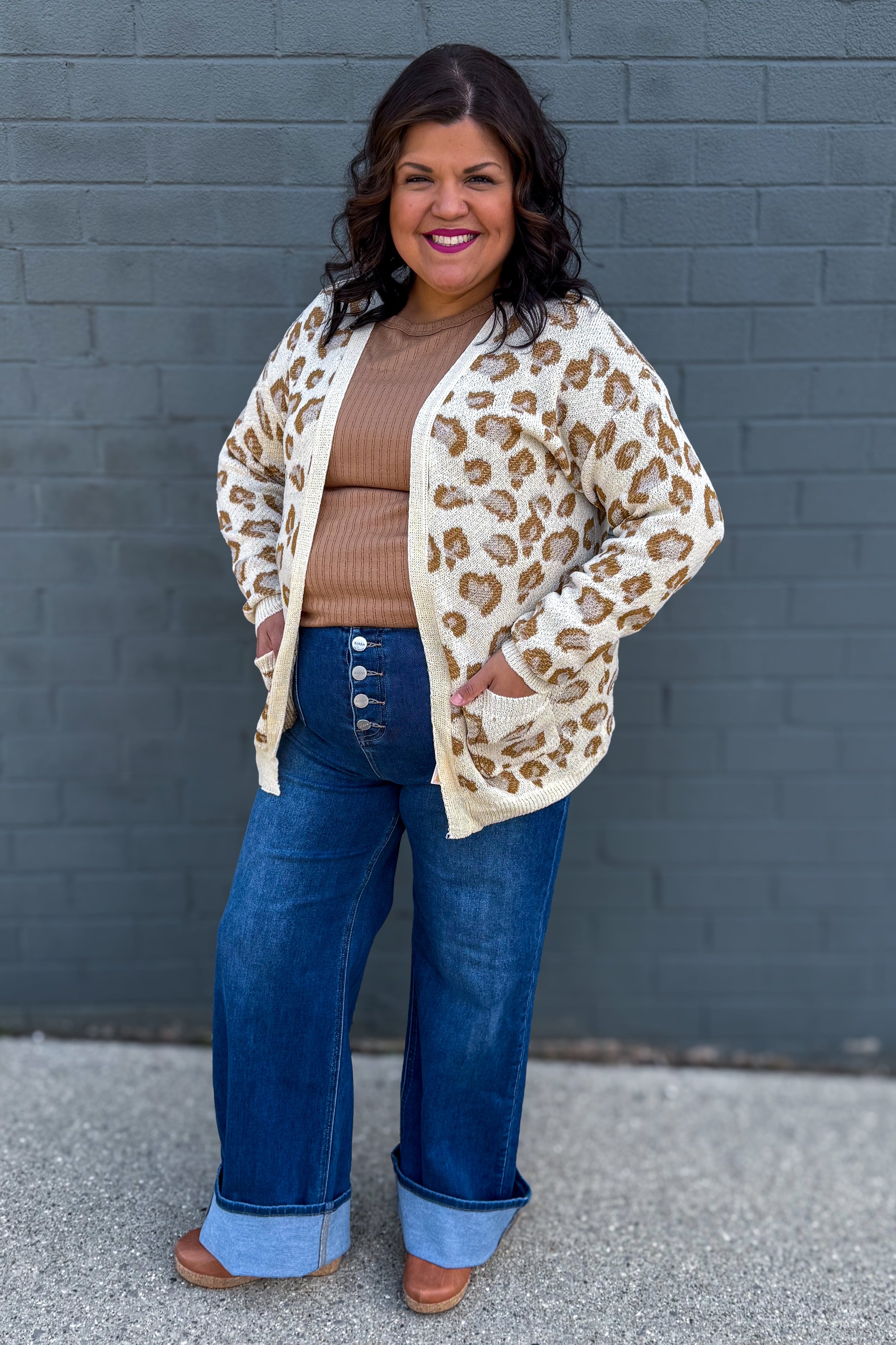 Dark High Rise Ankle Button Down Cuffed Jean styled