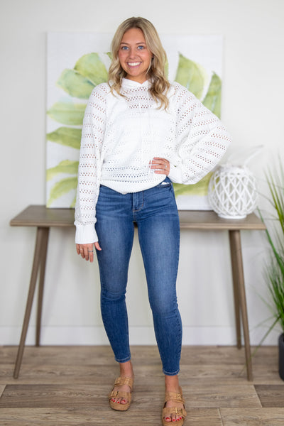 Ivory Crochet Hoodie, styled