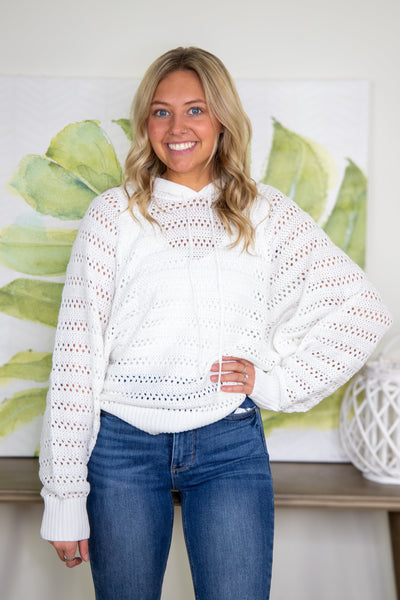 Ivory Crochet Hoodie