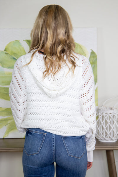 Ivory Crochet Hoodie, back