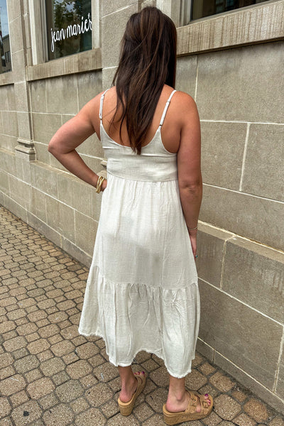Beige Embroidery Cami Dress