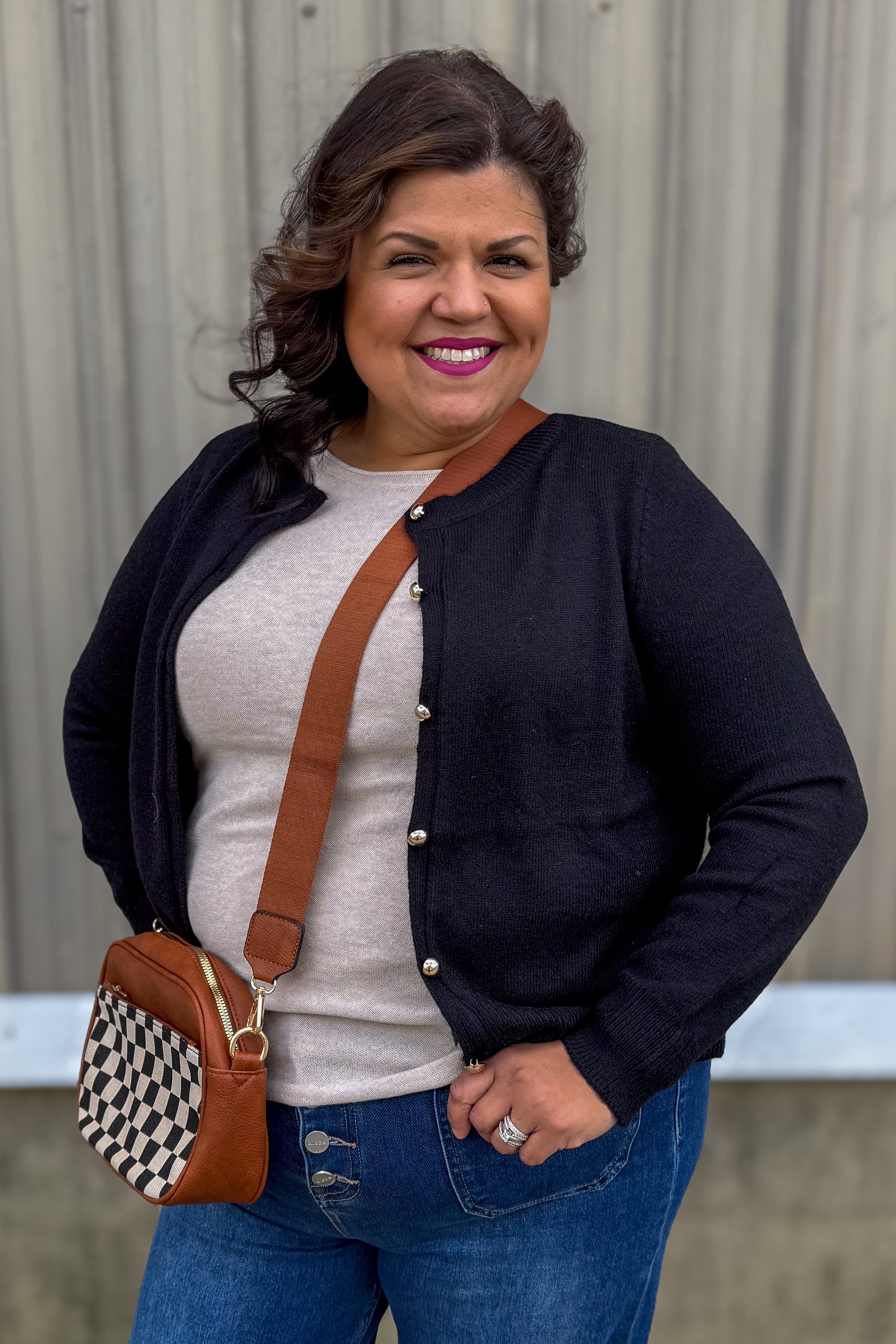 Black Gold Button Cardigan