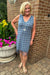 Blue Houndstooth Sleeveless Dress