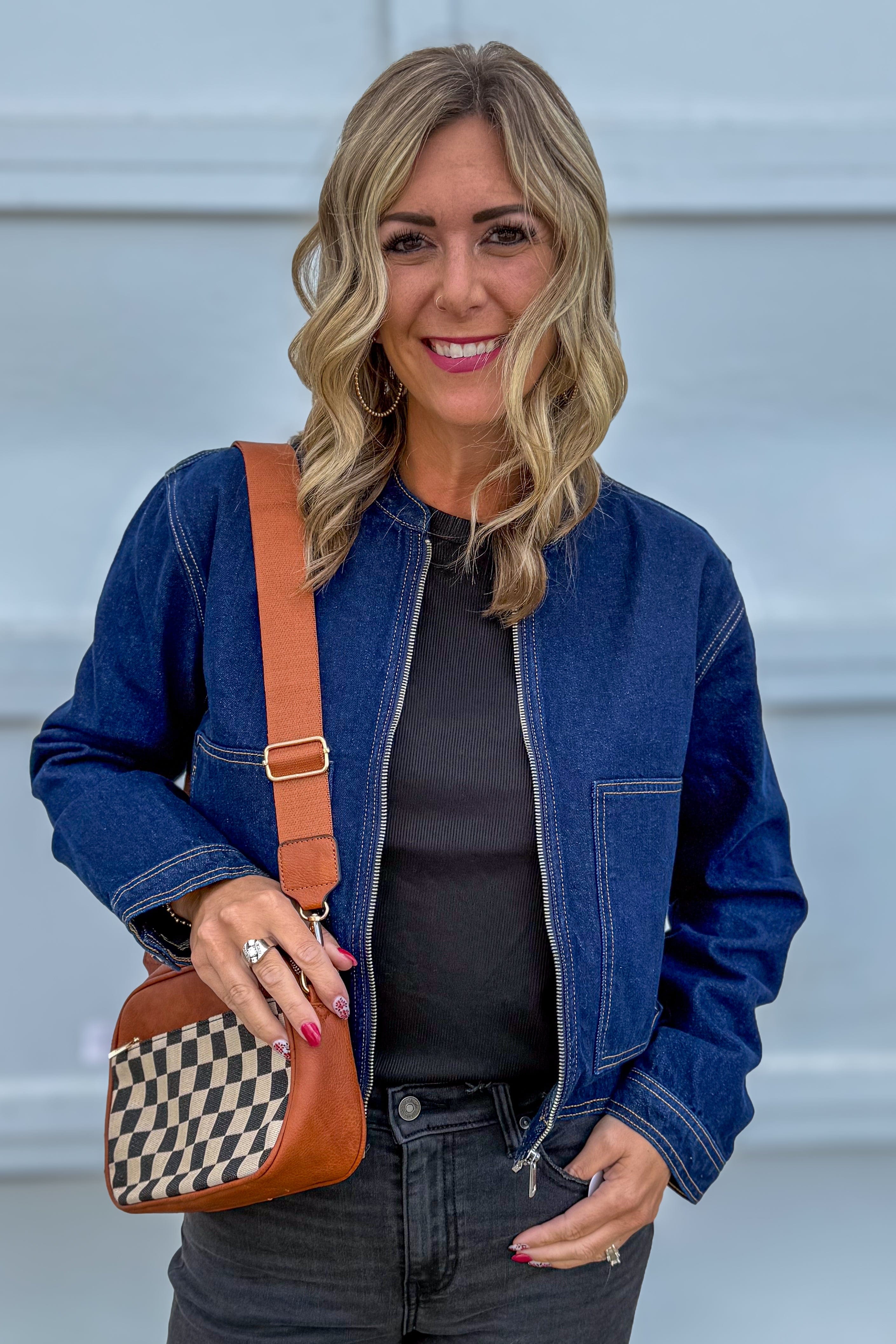 Dark Denim Zipper Denim Jacket