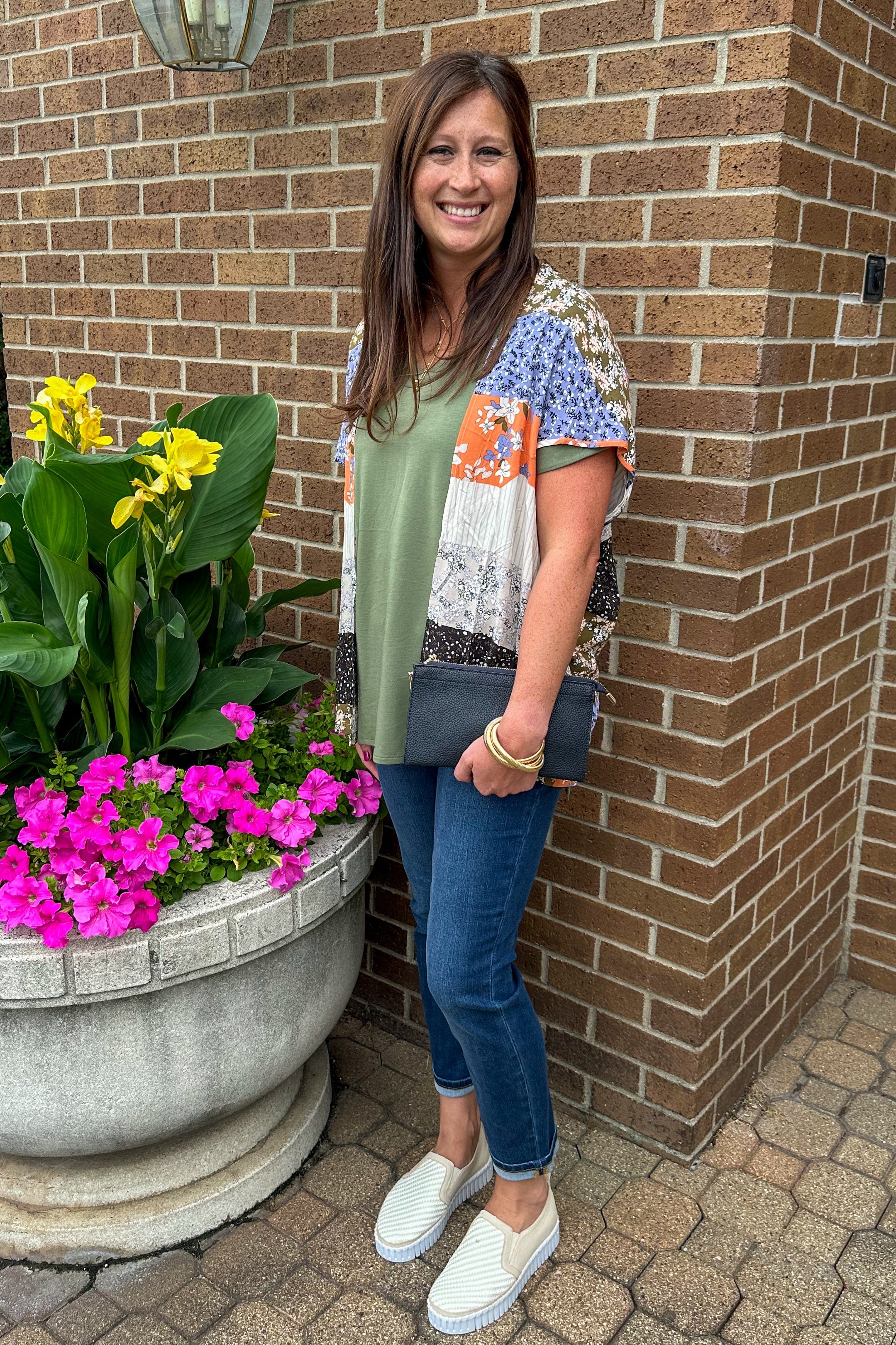 Ivory & Orange Flowy Cardigan