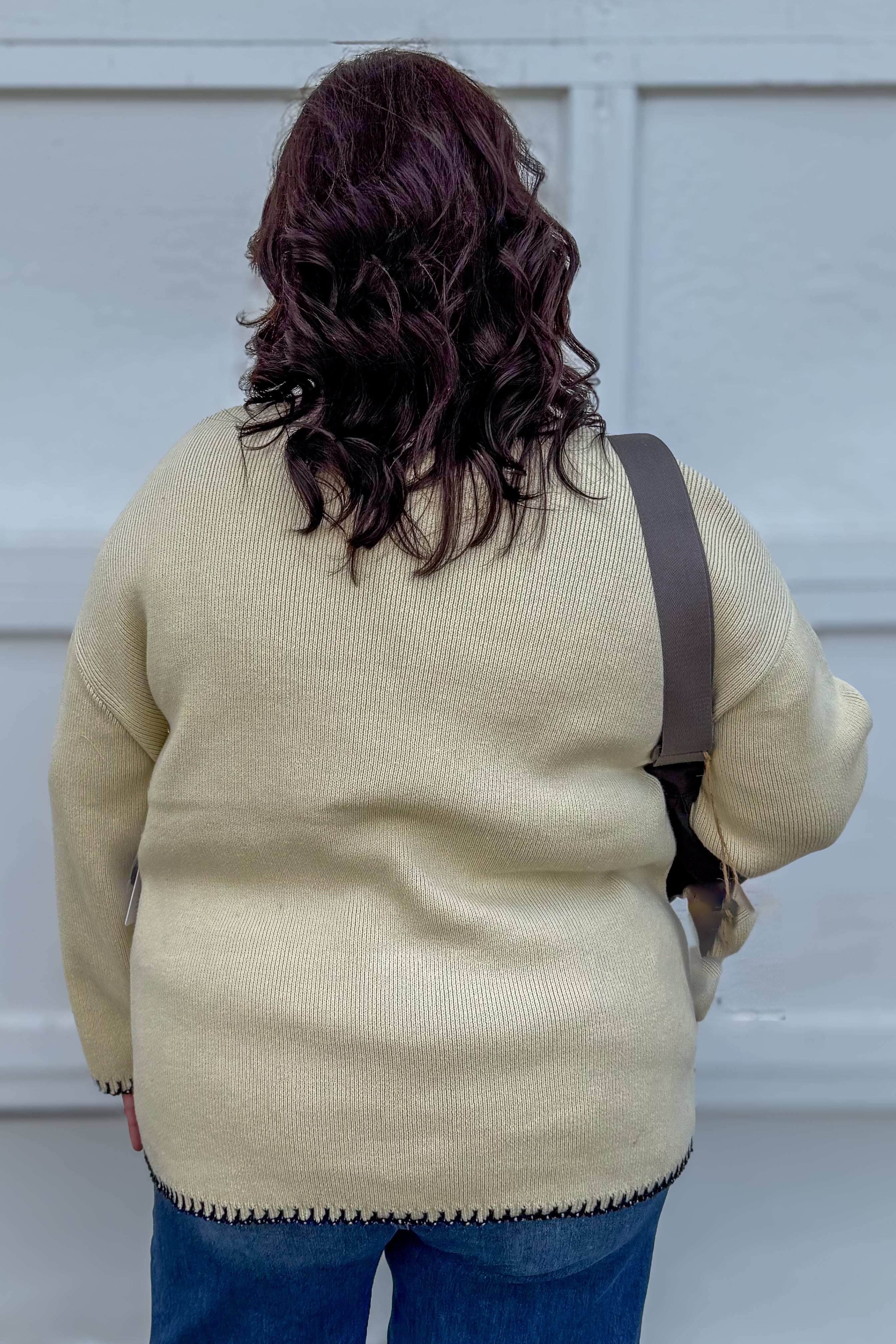 Beige Trim Pocket Detailed Cardigan back