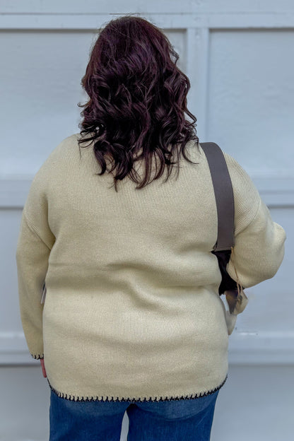 Beige Trim Pocket Detailed Cardigan back