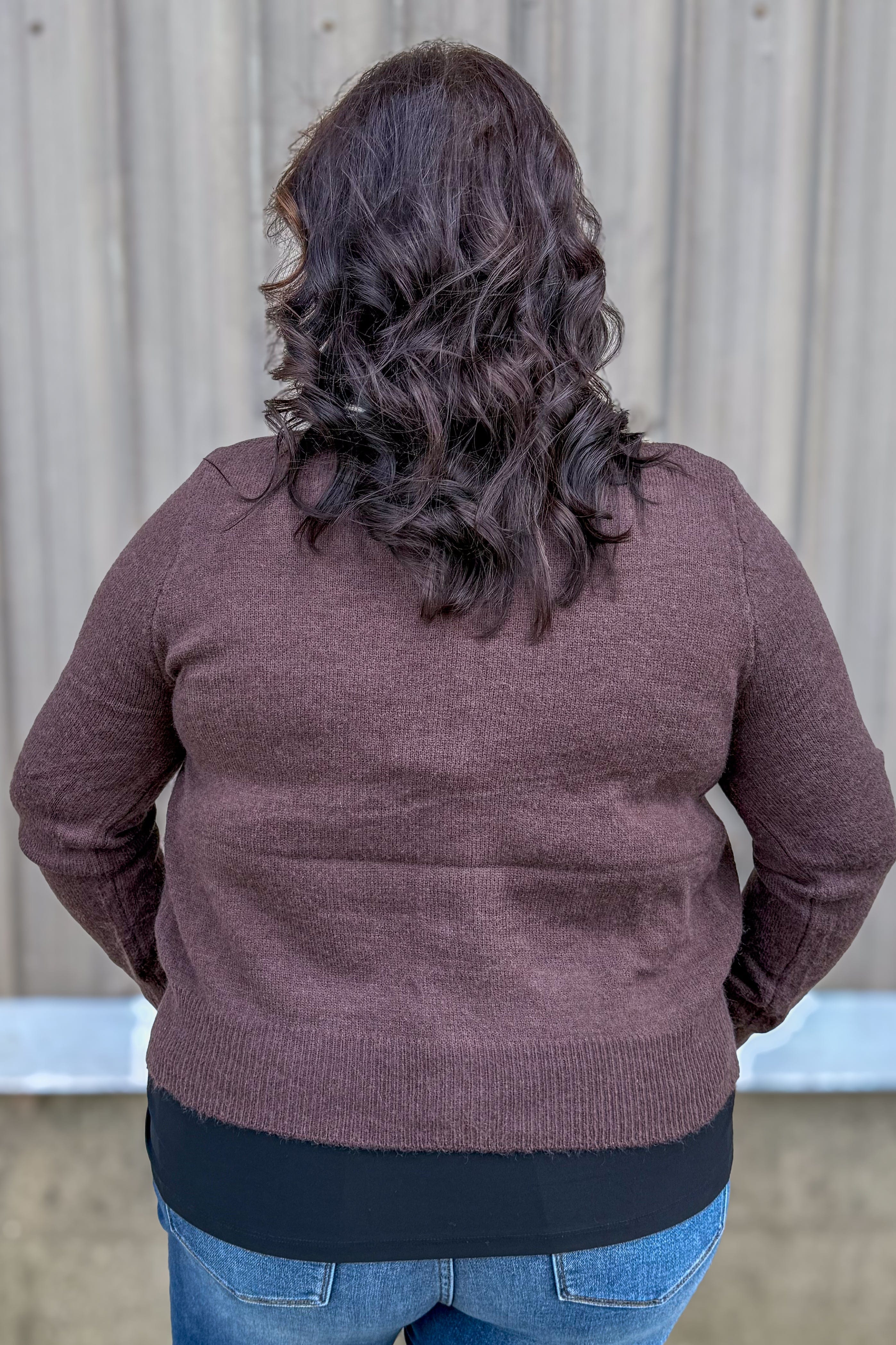 Brown Gold Button Cardigan back