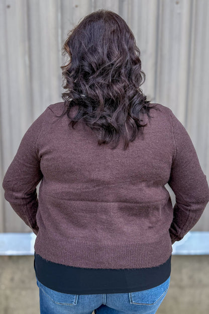 Brown Gold Button Cardigan back