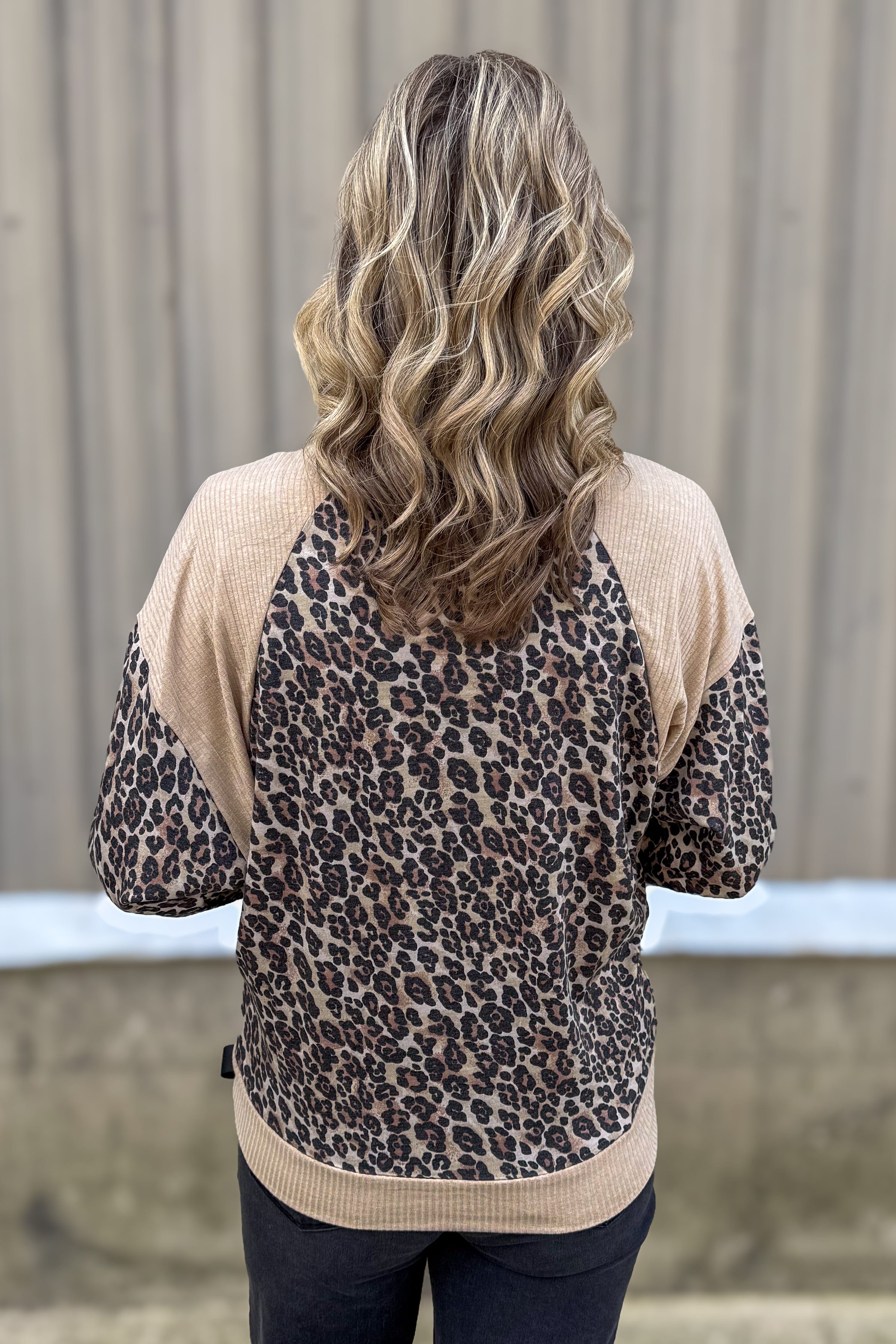 Leopard Contrast Long Sleeve Top back