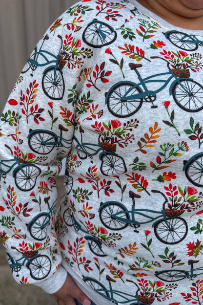 Light Grey Bicycle Print Pullover Top details