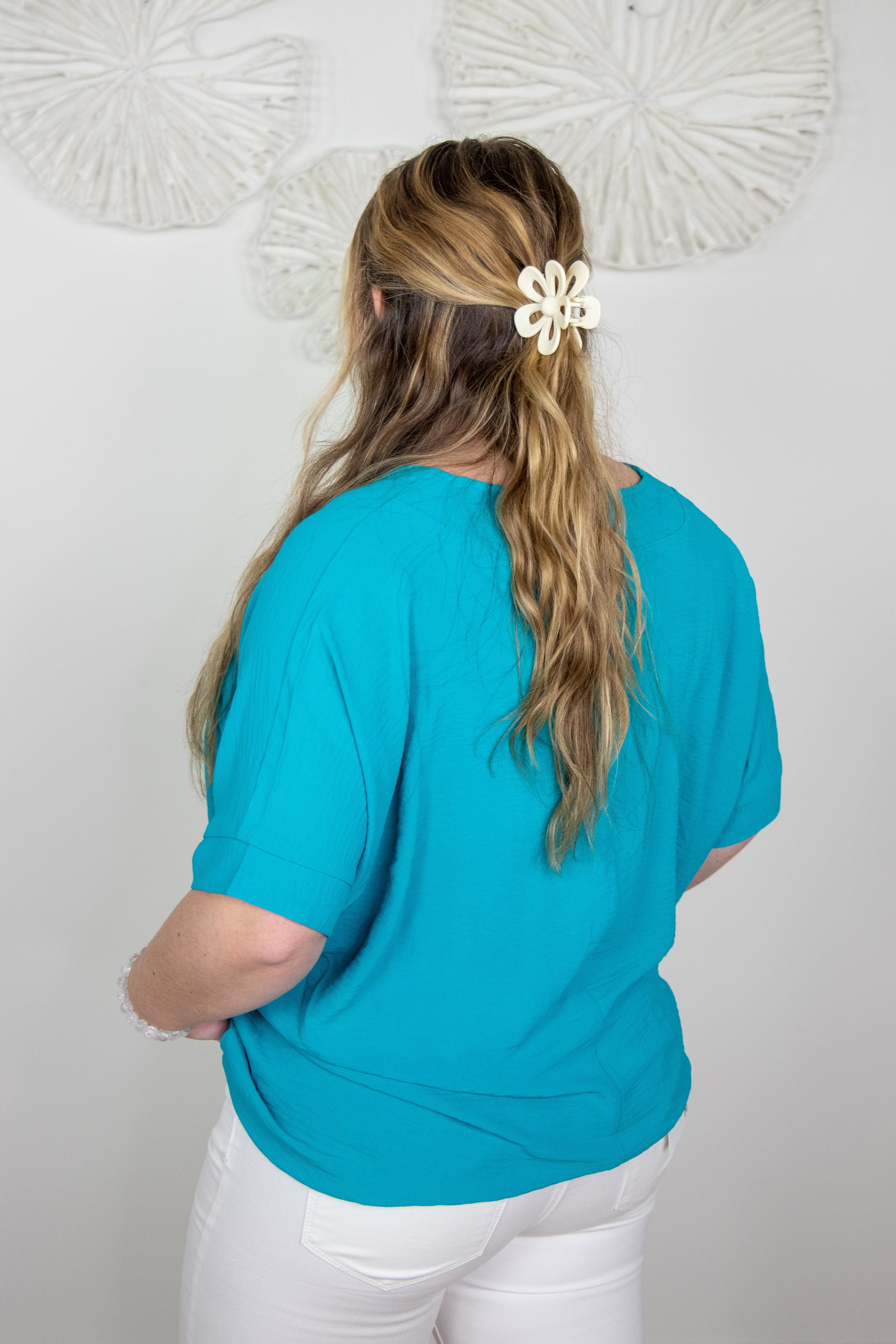 Light Teal Breezy Blouse, back