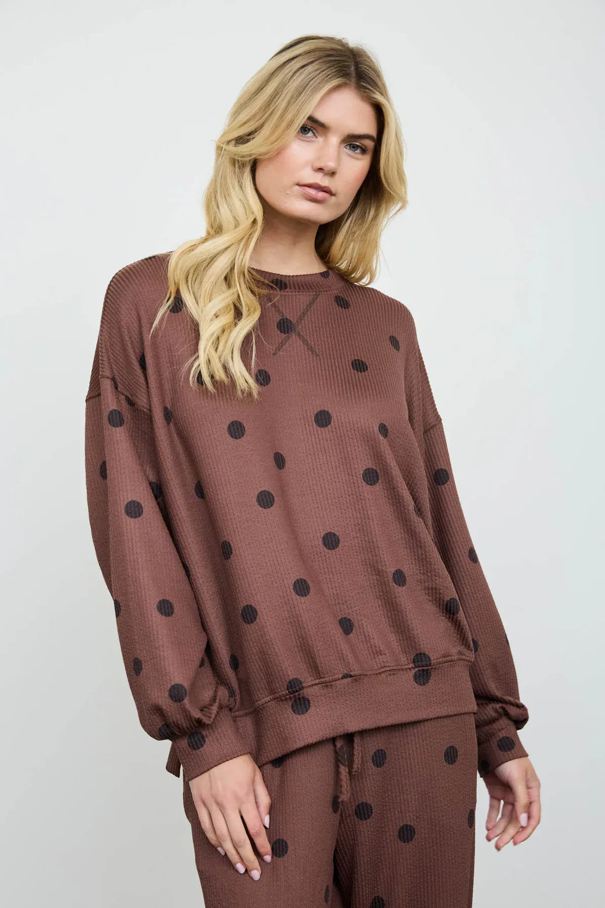 Chocolate Brown Polka Dot Top