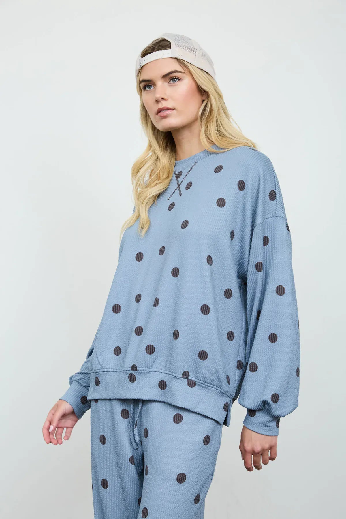 Slate Blue Polka Dot Top