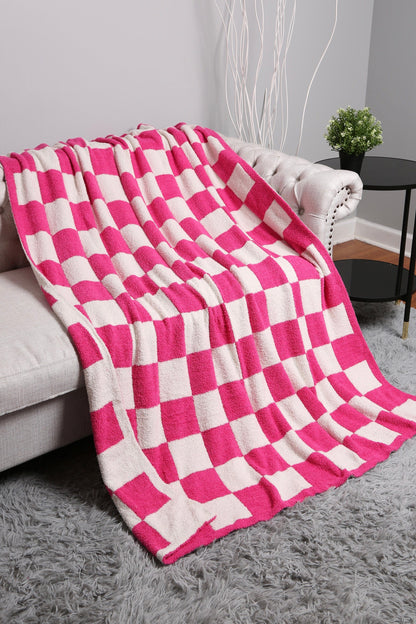 Fuchsia Checkered Luxury Soft Blanket