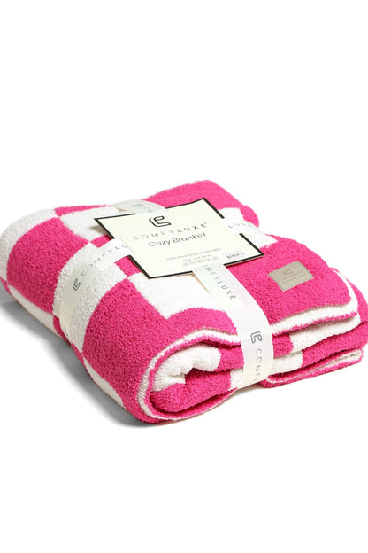 Fuchsia Checkered Luxury Soft Blanket