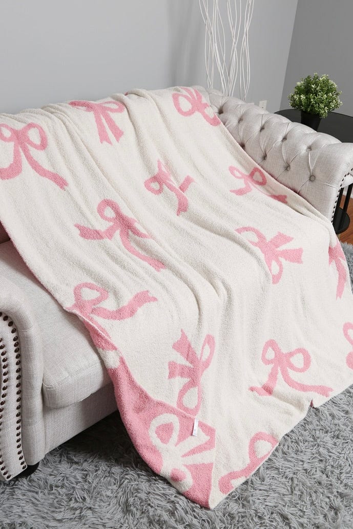 Pink Ribbon Bow Luxury Soft Blanket