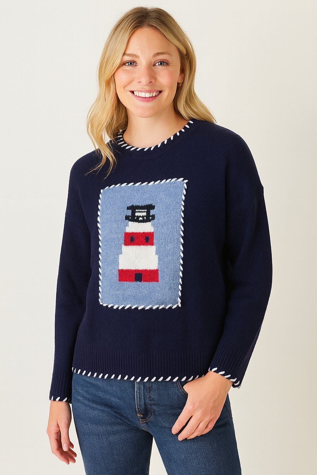 Navy Lighthouse Sweater