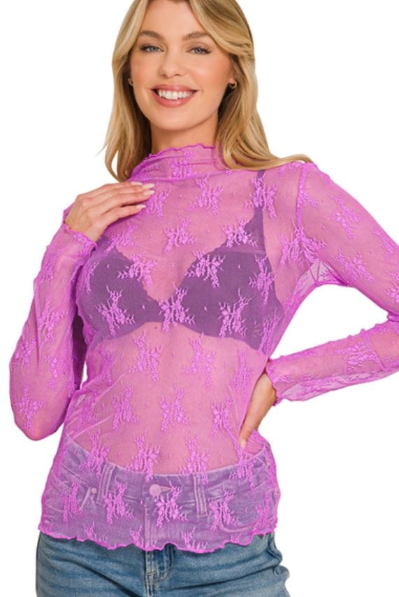 Bright Mauve Lace Layering Top