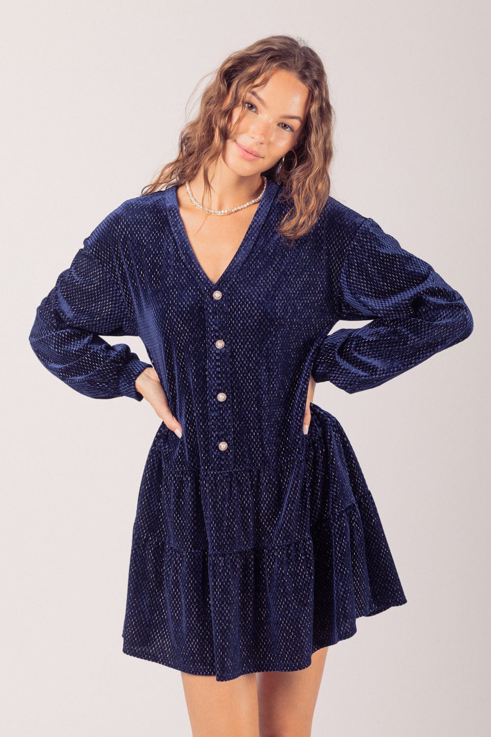 Midnight Sparkle Velvet Tiered Dress