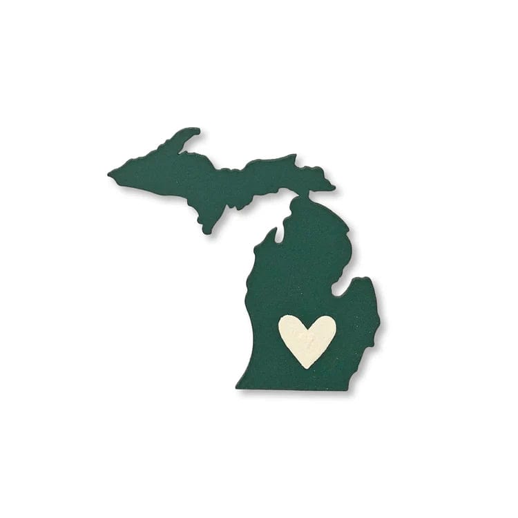 Michigan w/Heart East Lansing Magnet Green/White