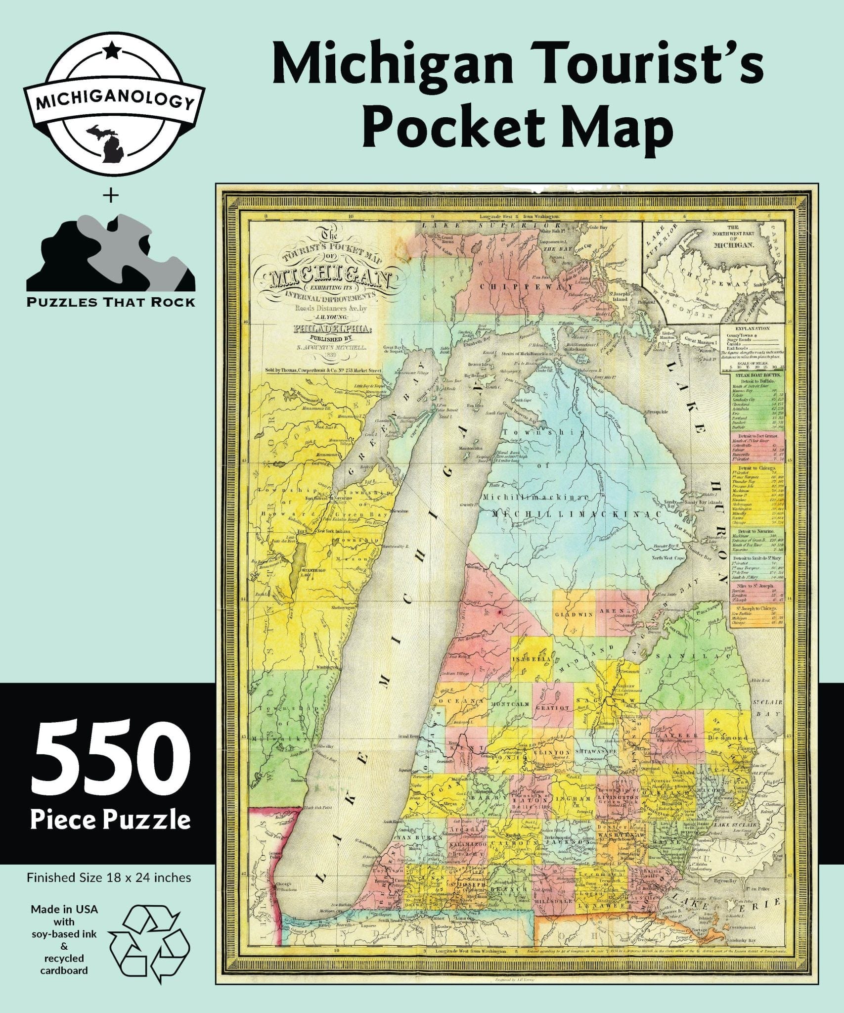 Michigan Tourist's Pocket Map 550pc Puzzle