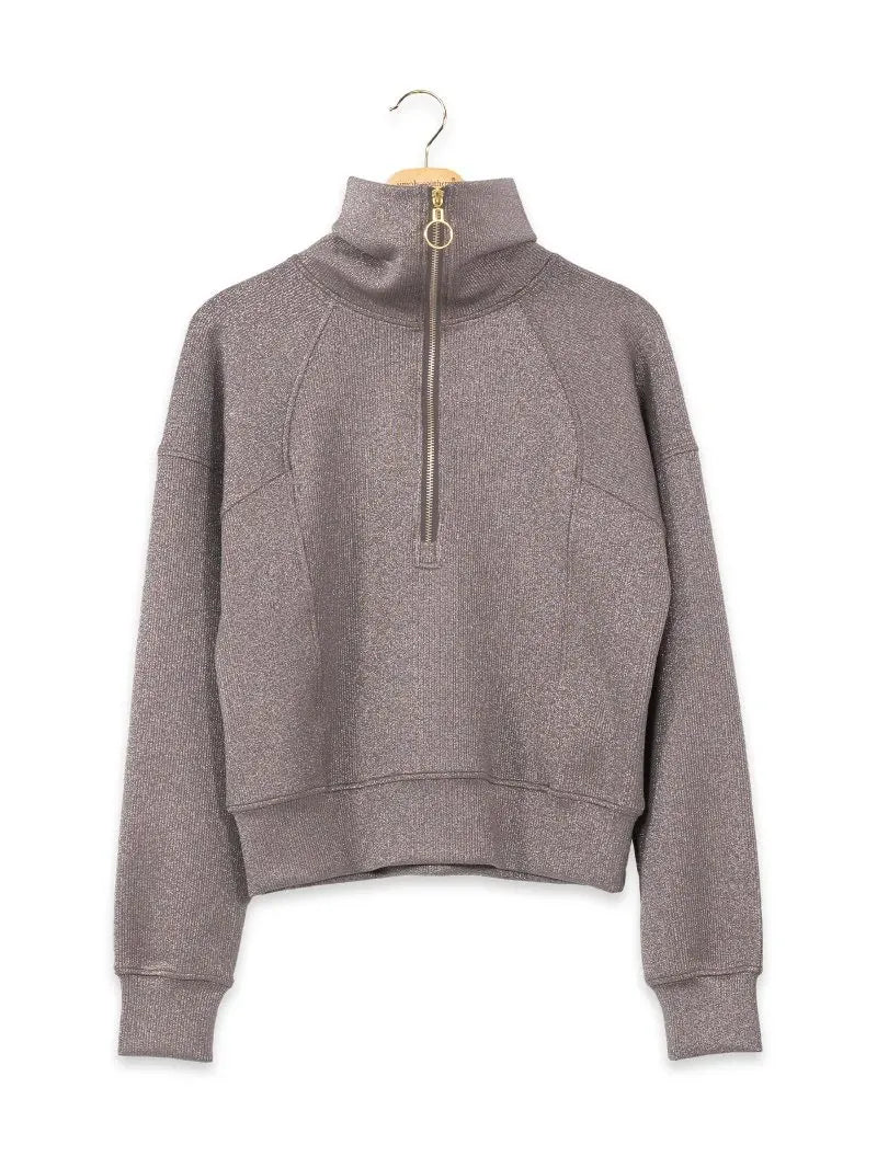 Gray Sparkle Zip Pullover