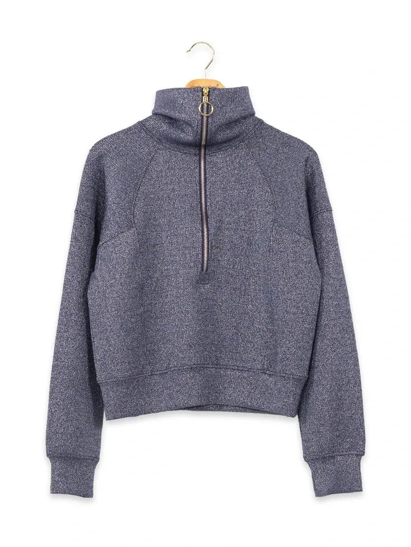 Navy Sparkle Zip Pullover