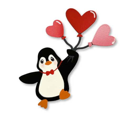 Penguin w/ Heart Balloons Magnet