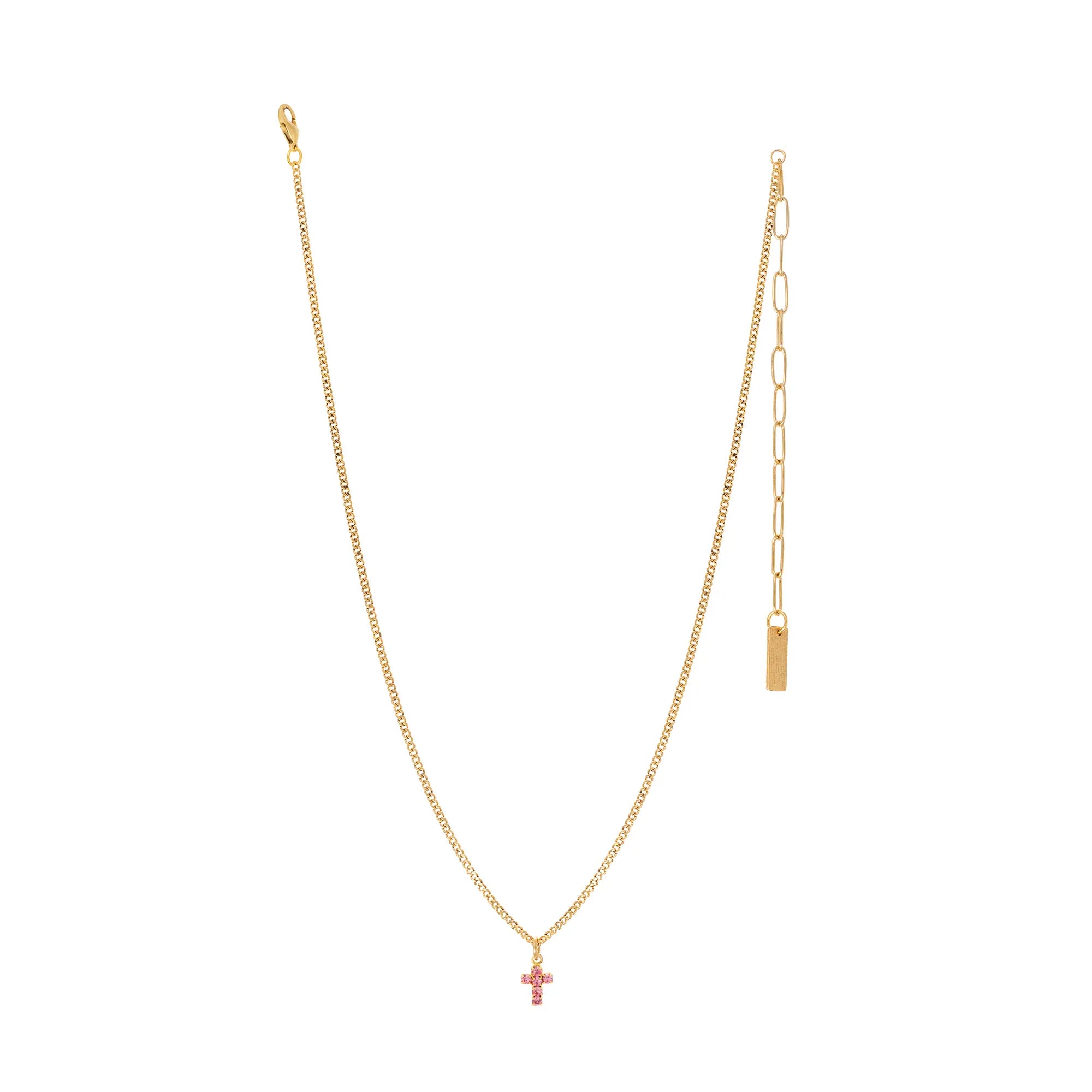 Single Mini Cross Necklace: Light Rose