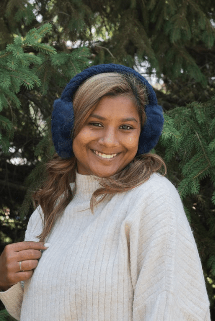 Cable Knit Fur Earmuff - Navy