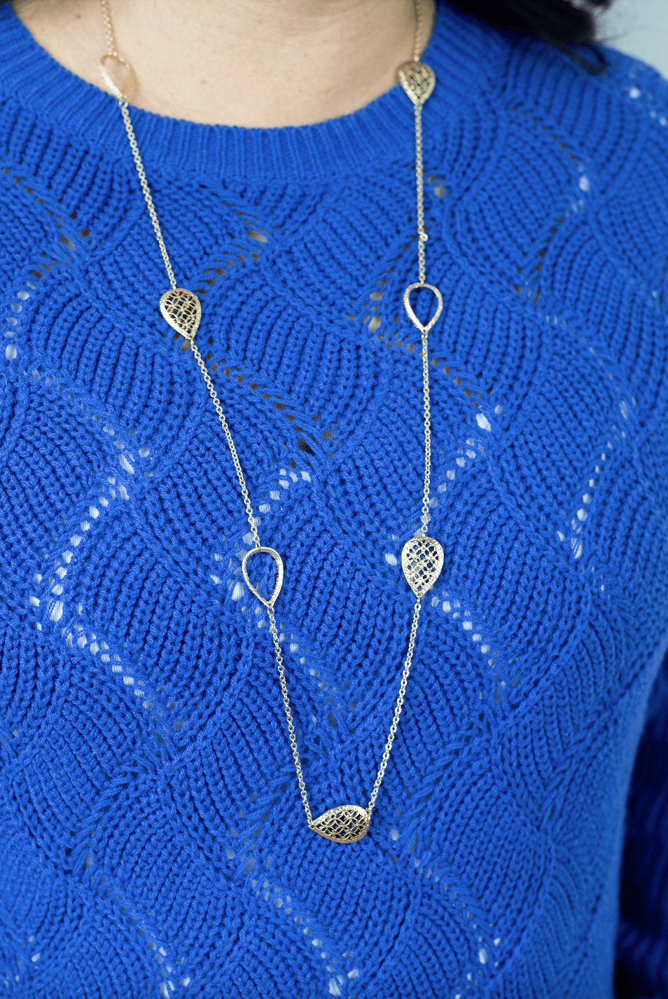 Gold Filigree Teardrop Necklace