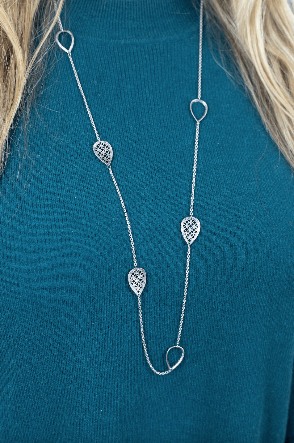 Silver Filigree Teardrop Necklace