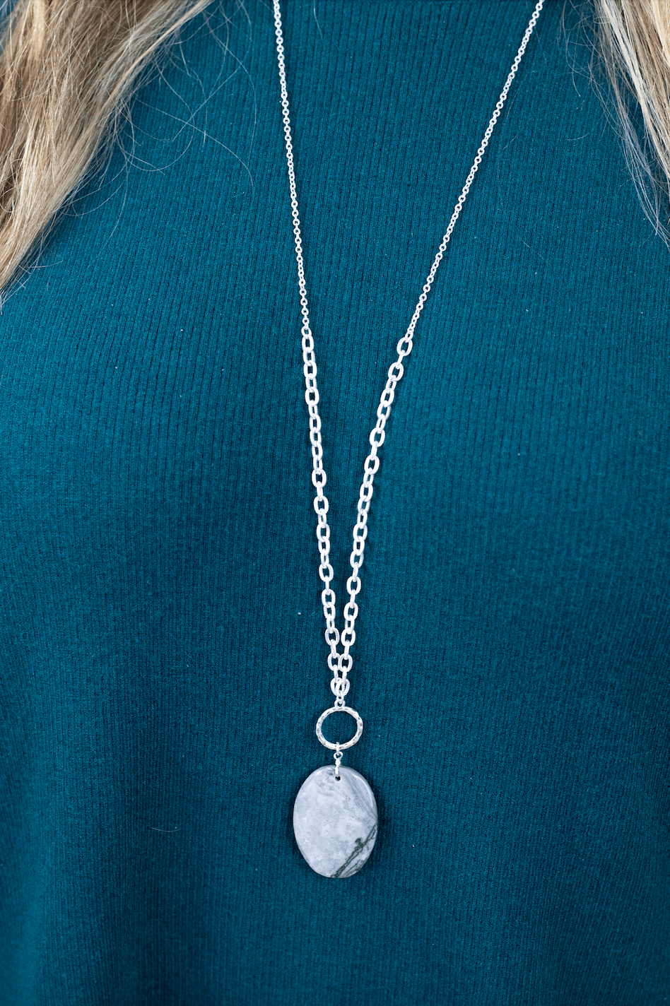 2 Way Gray Stone Necklace