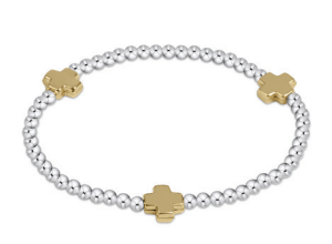 Signature Cross 3mm Mixed Metal Bracelet - Gold