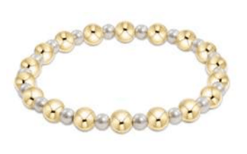 Pearl Grateful Pattern Bead Bracelet - 6mm Gold