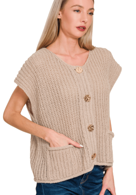 Ash Mocha 4 Button Sweater Vest