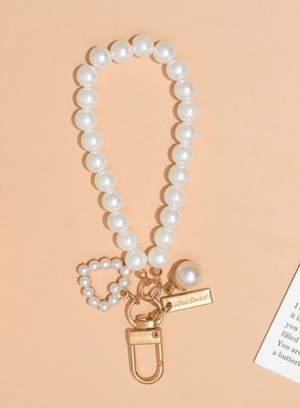 Pearl Pearl Heart Bag Charm Keychain