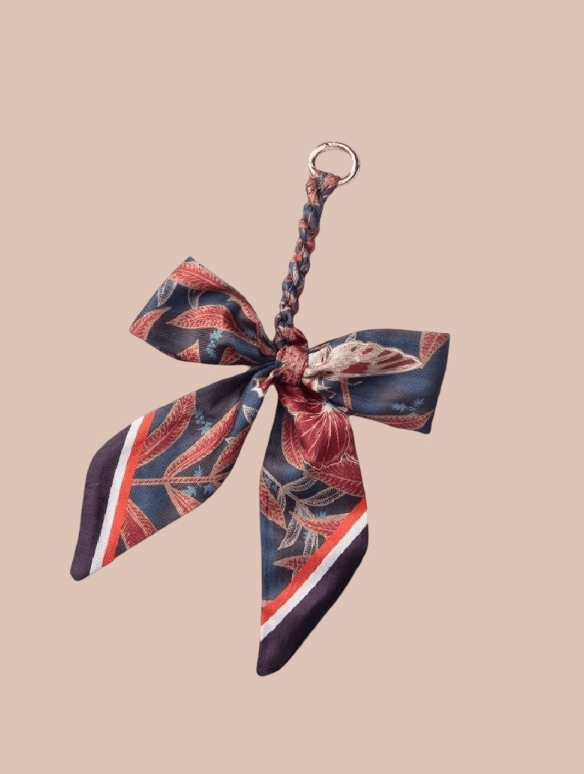 Navy Scarf Bag Charm Keychain