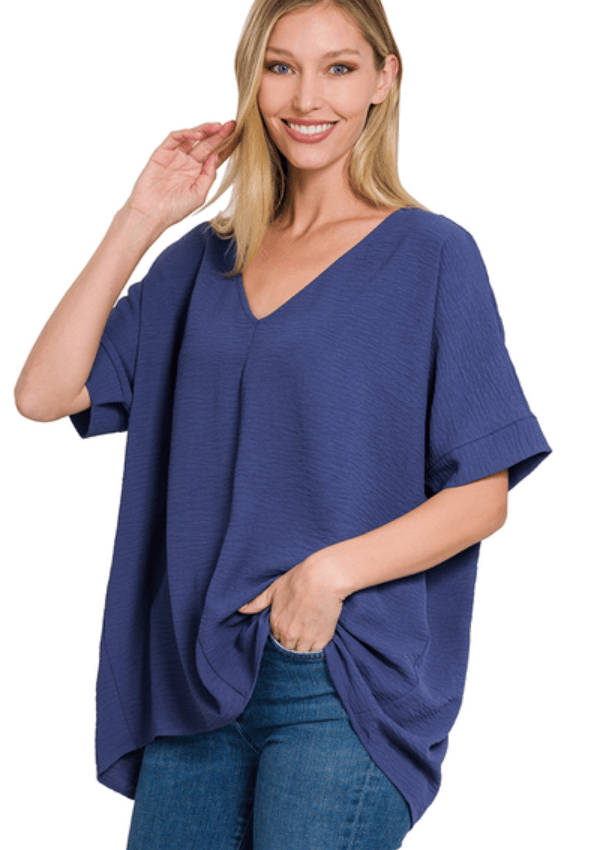 Light Navy Breezy Blouse
